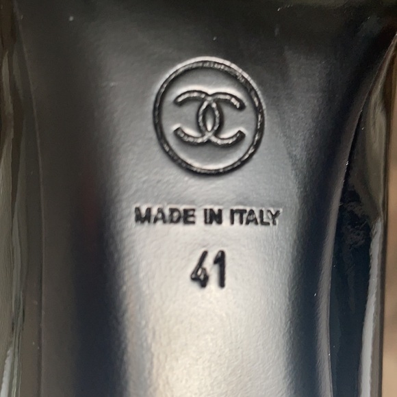 NEW Vintage Chanel Patent Leather Oxford Heels Pearl Mary Janes Stiletto 41 Rare - Picture 6 of 6